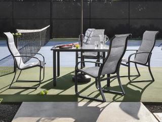 Woodard Cayman Isle Padded Sling Aluminum Outdoor Patio Dining Set