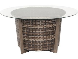 Woodard Reunion Wicker Calico Round Glass Top Patio Chat Table