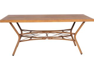 Woodard Cane Aluminum Cane Rectangular Slatted Top Outdoor Dining Table