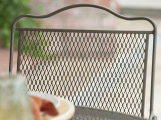 Woodard Tucson Mesh Wrought Iron Outdoor Patio Dining Set
