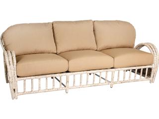 Woodard Whitecraft River Run Wicker Antique Palm Outdoor Patio Sofa