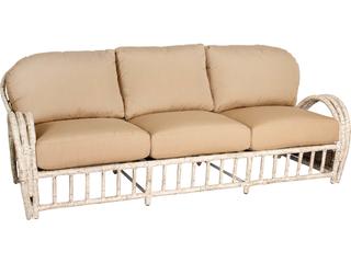 Woodard Whitecraft River Run Wicker Antique Palm Outdoor Patio Sofa