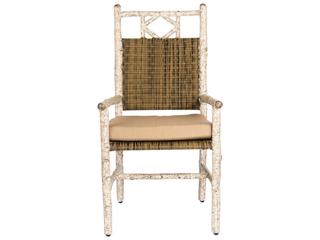 Woodard Whitecraft River Run Wicker Antique Palm Patio Dining Arm Chair