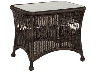 Whitecraft Sommerwind Wicker Rectangular Glass Top Patio End Table