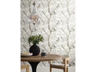 York Wallcoverings Antonina Vella Boho Luxe Off White Peacock Block Print Wallpaper