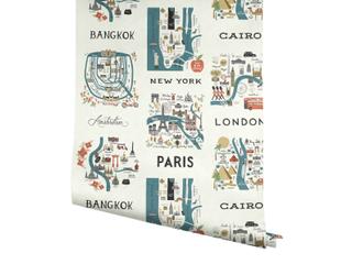 York Wallcoverings Blue / Red City Maps Wallpaper