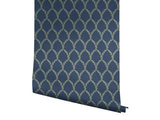 York Wallcoverings Navy Laurel Wallpaper