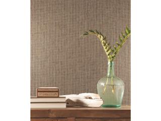 York Wallcoverings Grasscloth Resource Library Charcoal / Beige Woven Crosshatch Wallpaper