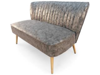 Distressed Grey PU Upholstered Bench with Metal Frame
