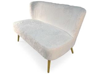 White Faux Fur Bench