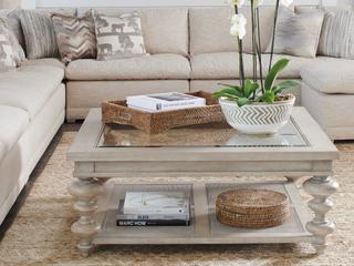 Barclay Butera Malibu Castlerock Square Glass Cocktail Table