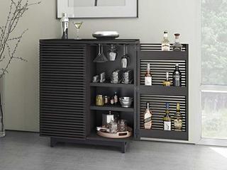 BDI Corridor Black Hardwood Charcoal Stained Ash Bar Cabinet