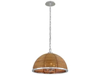 Corbett Lighting Carayes 3-Light Natural Rattan Stainless Steel Brown Dome Chandelier