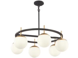 George Kovacs Alluria 7-Light Weathered Black Autumn Gold Glass Globe Chandelier