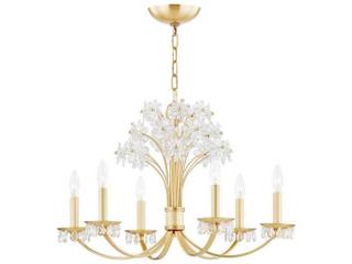 Beaumont 6-Light Aged Brass Crystal Candelabra Chandelier