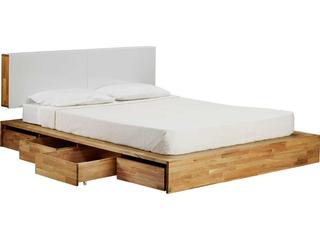Mash Studios Natural Linseed Oil Brown Walnut Wood Queen Platform Bed