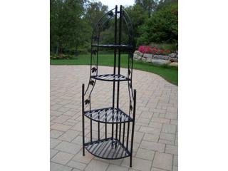 Oakland Living Wrought Iron Corner Shelf Plant Stand in Black