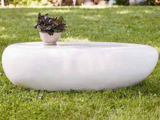 Phillips Collection Outdoorriver Stone Oval Gel Coat White Coffee Table