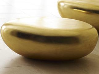 Phillips Collection River Stone Oval Gold Leaf Coffee Table