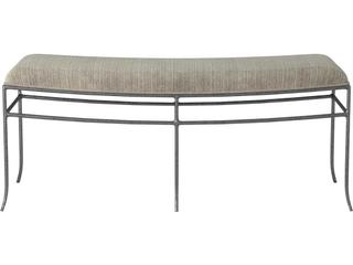 Cameron Hammered Pewter Gray Upholstered Accent Bench