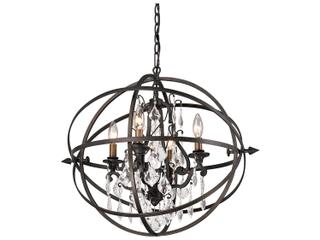 Troy Lighting Byron 4-Light Vintage Bronze Crystal Candelabra Globe Chandelier