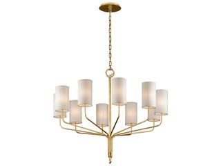 Troy Lighting Juniper 10-Light Textured Gold Leaf Cylinder Chandelier