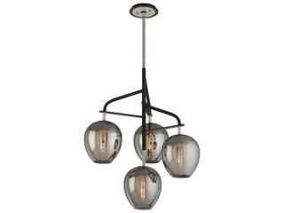 Troy Lighting Odyssey 4-Light Carbide Black And Polished Nickel Glass Globe Pendant