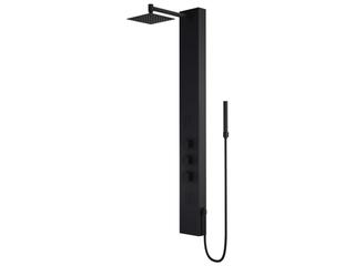 Rector 2-Jet Thermostatic Shower Panel System in Matte Black and Aluminum