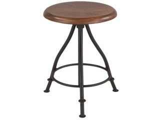 World Interiors Artezia Adjustable Teak Wood Walnut Bar Stool
