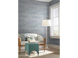 York Wallcoverings Grasscloth Resource Library Light Gray / Blue Lustrous Grasscloth Wallpaper 