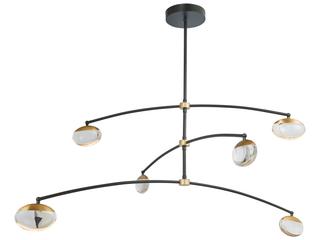 Abra Athena 6-Light Matte Black Brushed Brass Round Chandelier