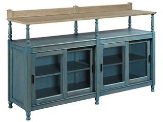 Litchfield Dorset Credenza with Seeded Glass Doors in Denim Blue