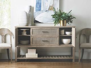 American Drew West Fork Sloan 65" Elm Wood Aged Taupe Sideboard