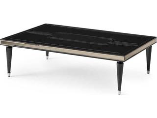 Michael Amini La Francaise Rectangular Glass Black Ice Cocktail Table