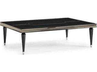 Michael Amini La Francaise Rectangular Glass Black Ice Cocktail Table