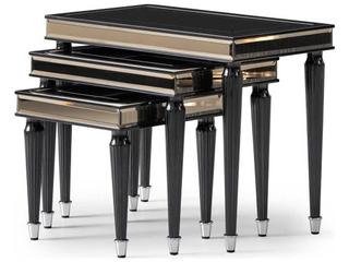 La Francaise Rectangular Glass Black Ice Nesting Tables