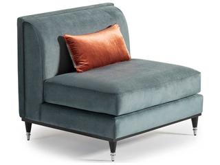 La Francaise Blue Velvet Accent Chair