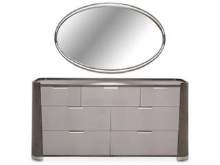 Michael Amini Roxbury Park 7-Drawers Gray Double Dresser with Mirror Set