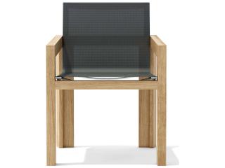 Anderson Teak Smyrna Natural Sling Outdoor Dining Arm Chair