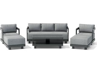 Anderson Teak Granada Aluminum Dark Grey 6 Piece Deep Seating Patio Lounge Set