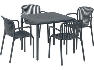 62-Inch Rectangle Recycled Plastic Dining Set in Charcoal