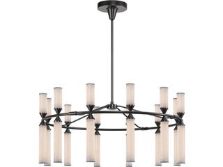 Edwin LED Chandelier in Urban Bronze with Frosted Ribbed Glass
