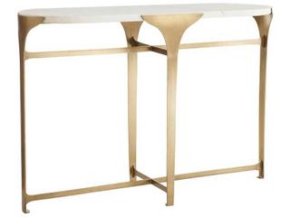 Arteriors Home Janine Oval Marble Antique Brass Console Table