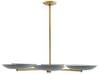 Arteriors Home Griffith 6-Light Cadet Blue Antique Brass Bowl Chandelier