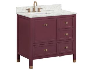 Alana 37 in. Single Sink Bathroom Vanity in Burgundy Red with Alluring Quartz Top