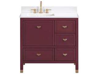 Avanity Alana 37 in. Single Sink Bathroom Vanity in Burgundy Red with White Engineered Stone Top