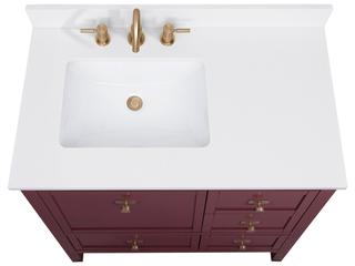 Avanity Alana 37 in. Single Sink Bathroom Vanity in Burgundy Red with White Engineered Stone Top