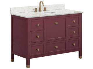 Avanity Alana 49 in. Single Sink Bathroom Vanity in Burgundy Red with Alluring Quartz Top