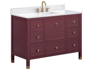 Alana 49 in. Single Sink Bathroom Vanity in Burgundy Red with White Engineered Stone Top