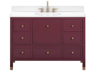 Avanity Alana 49 in. Single Sink Bathroom Vanity in Burgundy Red with White Engineered Stone Top